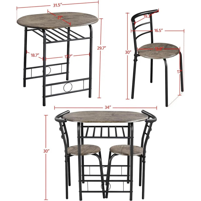 Kitchen Table & Chair Sets 2, Compact Bistro Table Set