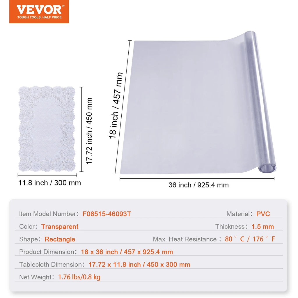 PVC Tablecloth Transparent Table Cloth 1.5mm Waterproof Kitchen