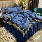 Lace edge bed skirt bed cover matte four piece set,