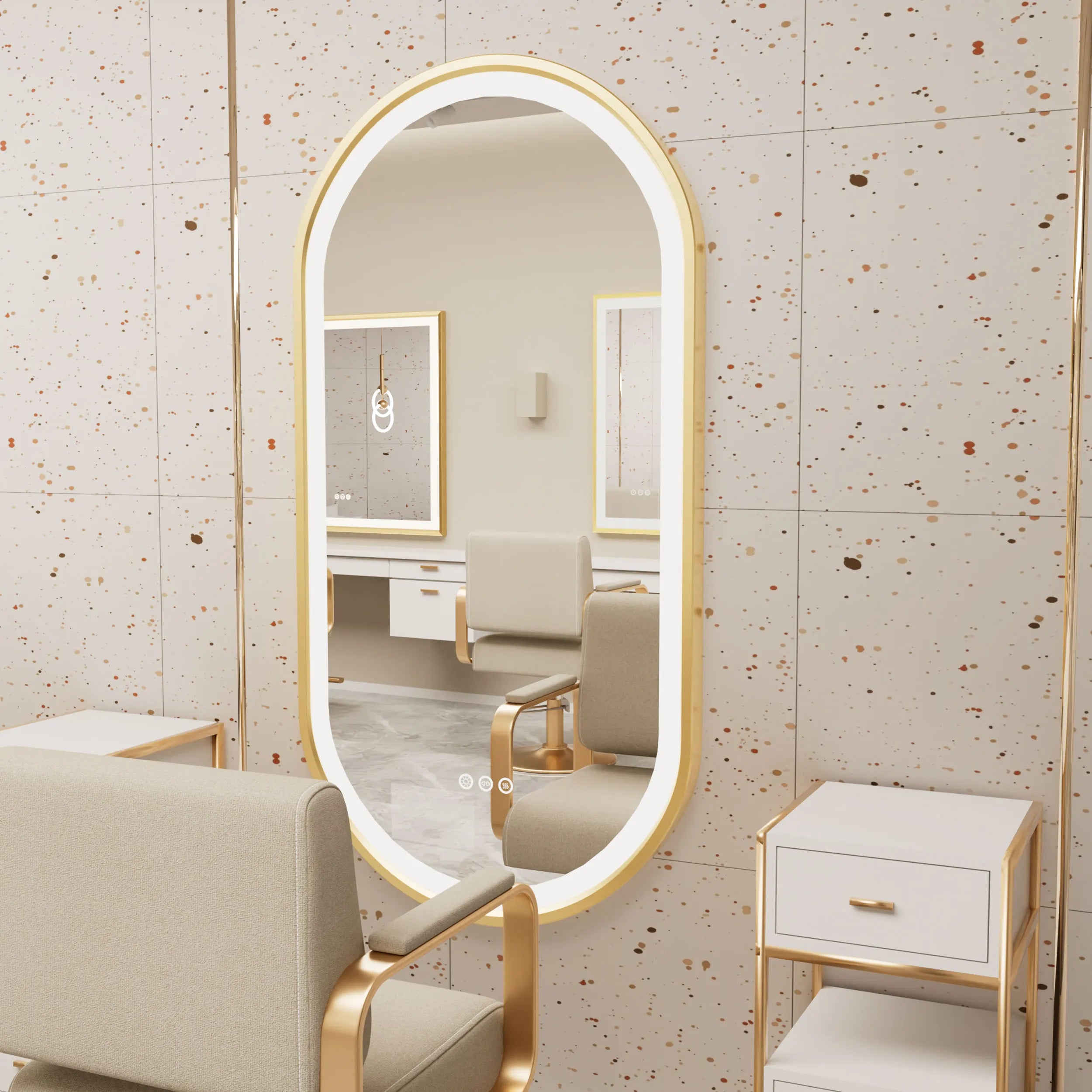 Large LED Oval Bathroom Mirror with Stepless Dimmable Lighted Vanity Mirror