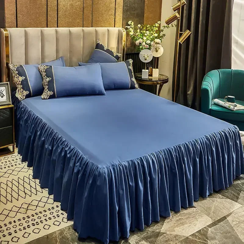 Lace edge bed skirt bed cover matte four piece set,