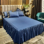 Lace edge bed skirt bed cover matte four piece set,