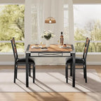 3pcs /set Dining Table Room with Corner Protector, Wood Kitchen Table and Chairs Set of 3 with Upholstered Chairs for Kitchen Room