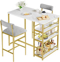 3 Piece Modern Bar Table Set for 2, Space Saving Counter Height Dining Table