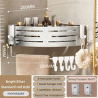 1-2PCS Bathroom Corner Shelf with Plastic Hook Towel Barr