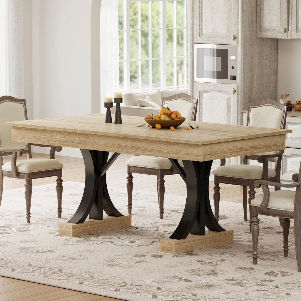 71 Inch Dining Table For 6-8 With 2 Drawers