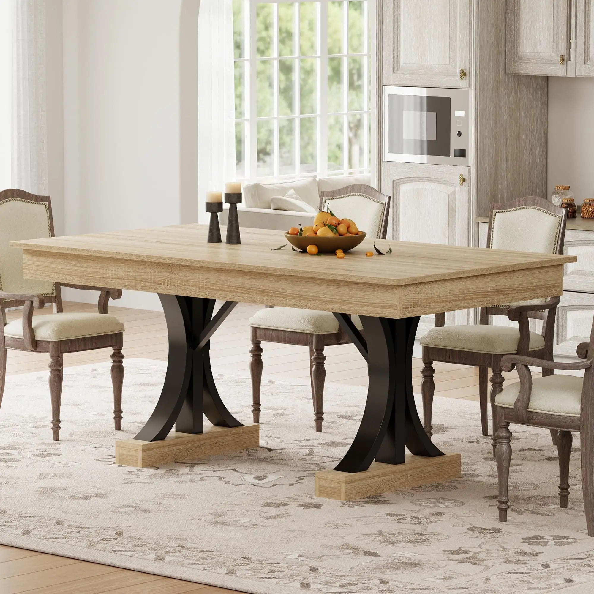 71 Inch Dining Table For 6-8 With 2 Drawers