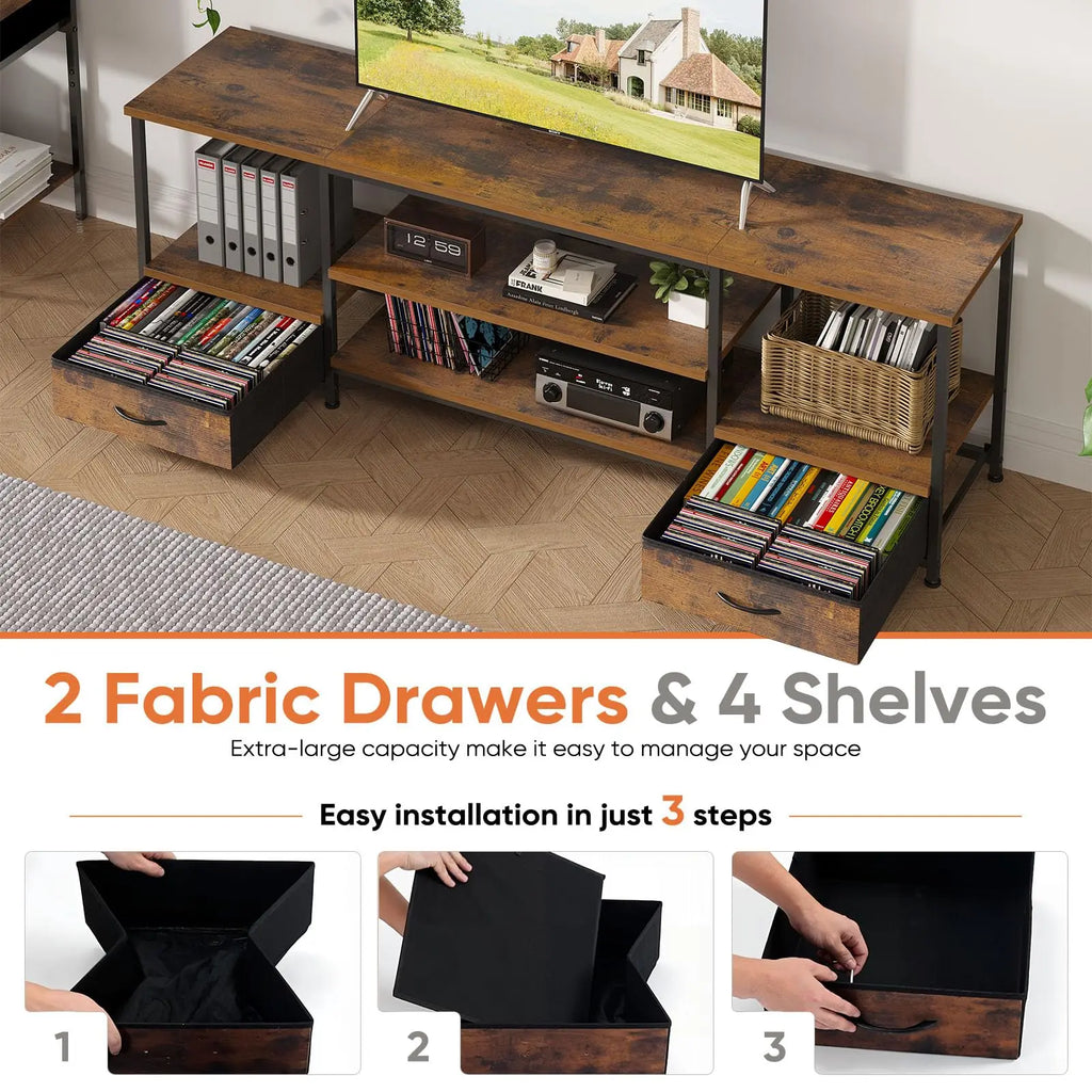 Wooden Tv Stand For Up To 75 Inch TV Entertainment Center For Living Room