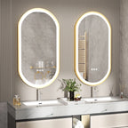 Large LED Oval Bathroom Mirror with Stepless Dimmable Lighted Vanity Mirror