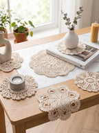 6pcs Vintage Handmade Crochet Lace Table Mat Set,