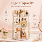 2 Tier 3 Tier Rotating Makeup Organizer 360 Degree Cosmetic Storage Rack