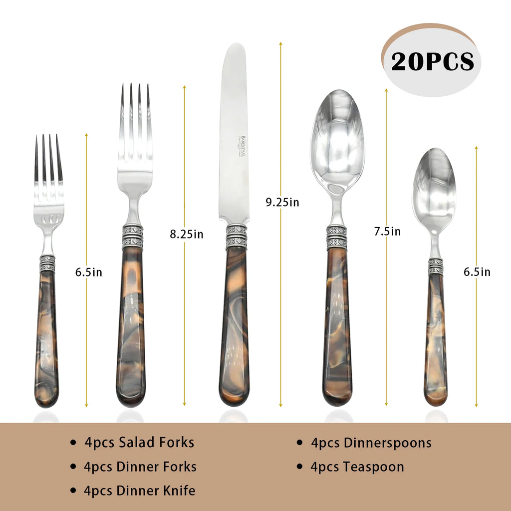 Barenthal Tortue Sandstone Handle Flatware Set 20Pcs Stainless Steel Cutlery