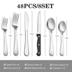 48Pcs Stainless Steel Cutlery Set Steak Knives