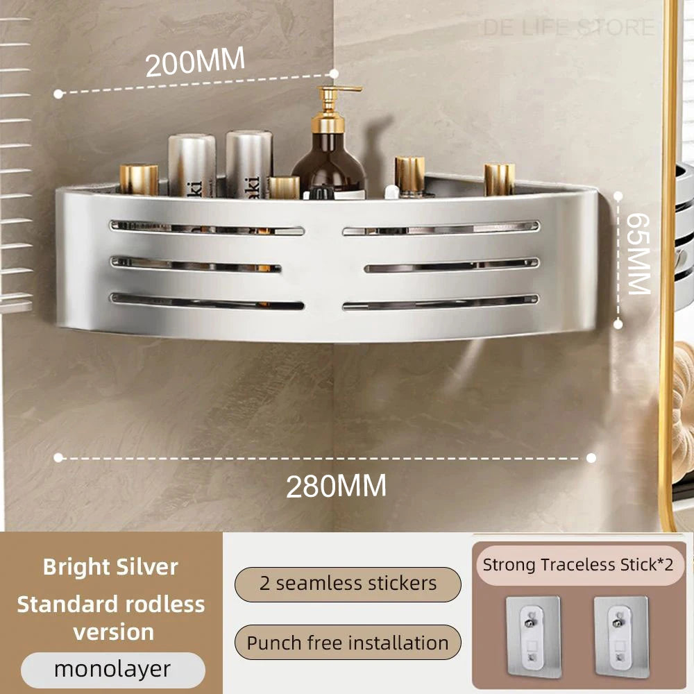 1-2PCS Bathroom Corner Shelf with Plastic Hook Towel Barr