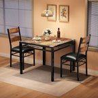 3pcs /set Dining Table Room with Corner Protector, Wood Kitchen Table and Chairs Set of 3 with Upholstered Chairs for Kitchen Room