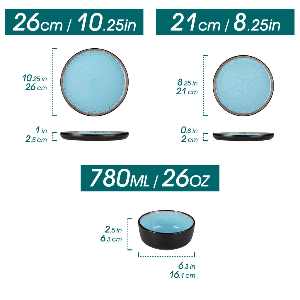 12/16 Piece Ceramic Dinnerware Set Matte Black Stoneware
