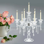 7-Arm Candlestick Holder，Glass Candelabra，Elegant Centerpiece