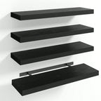 4 Pack Floating Shelves Modern Black Wood Wall Shelves