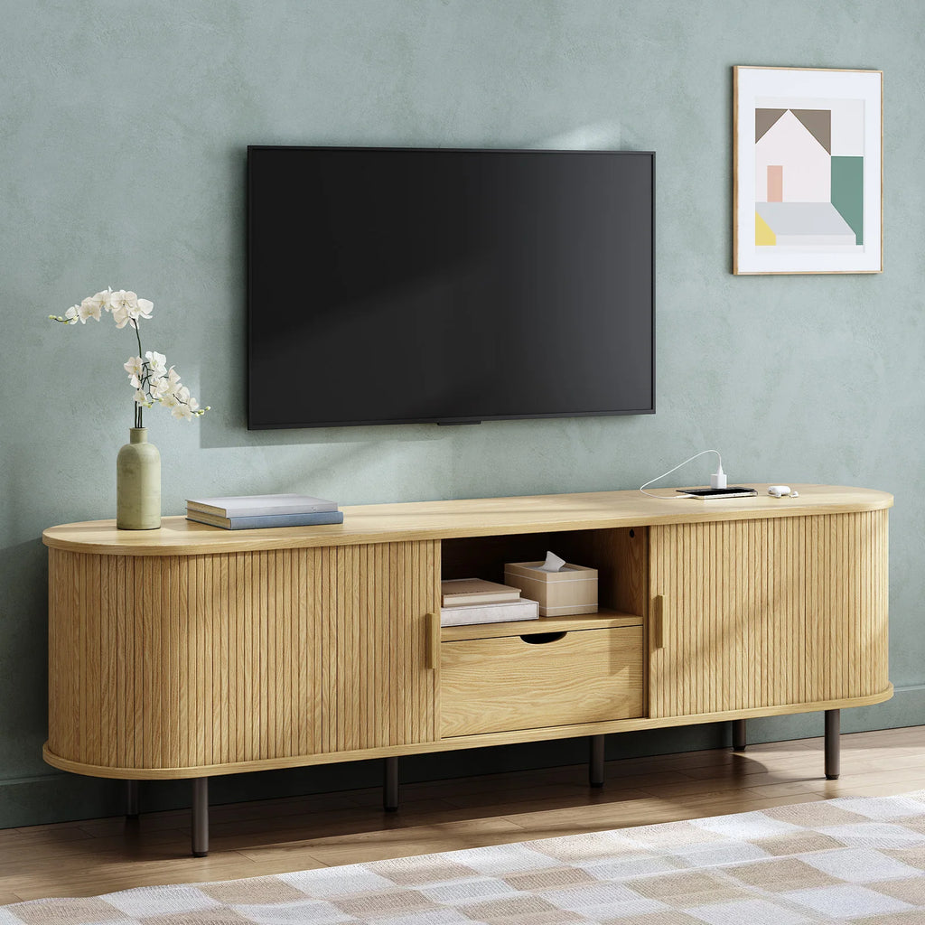 69" TV Stand w/ Power Outlet for TVs up to 80",Entertainment Center