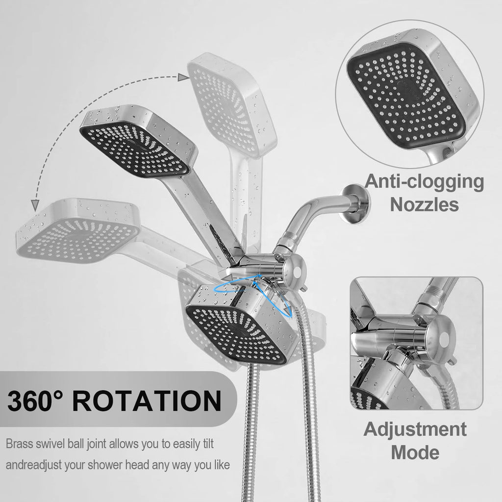 High-Flow 2-in-1 Wall-Mounted Handheld Shower Head