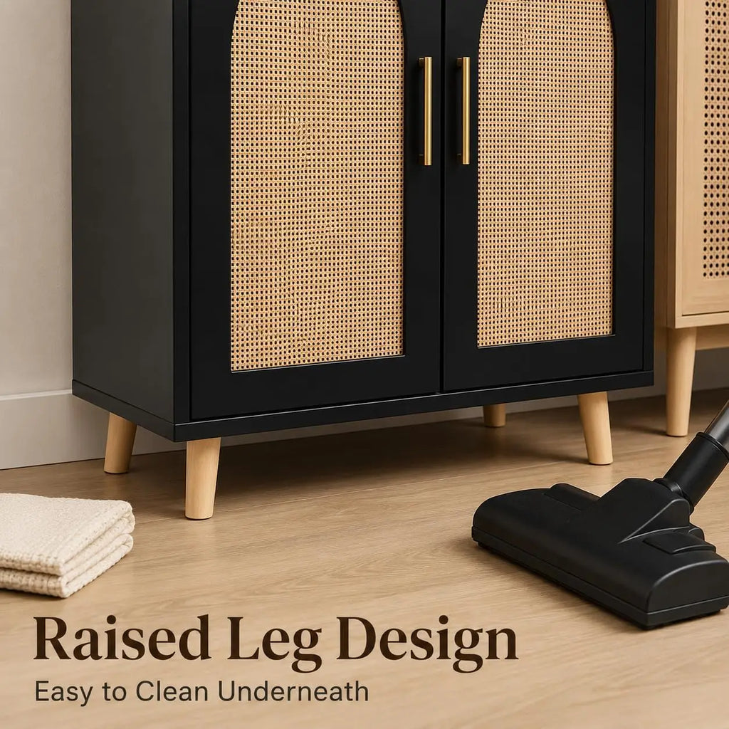 Tall Entryway Storage Cabinet with Adjustable Shelves, Black
