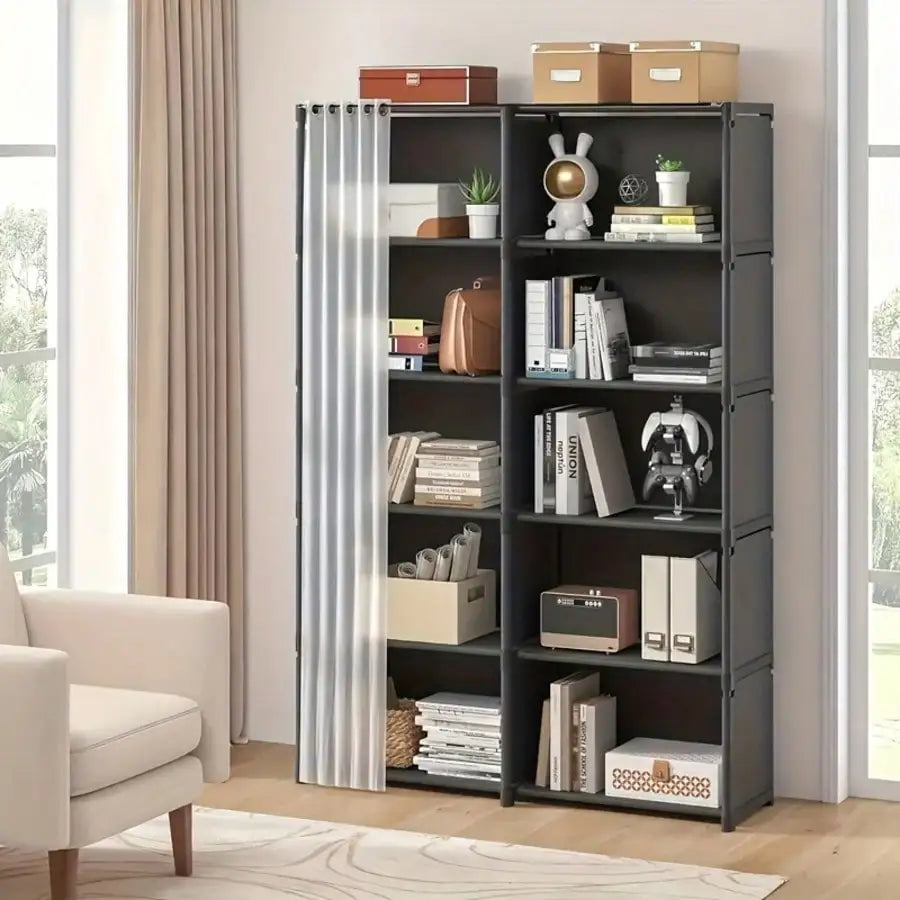 Multi Tier Bookshelf Storage Rack Black Bookcase