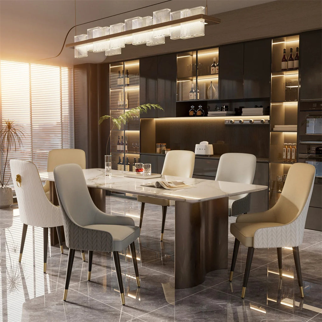 Modern Dining Chair Set of 2 Microfiber Leather