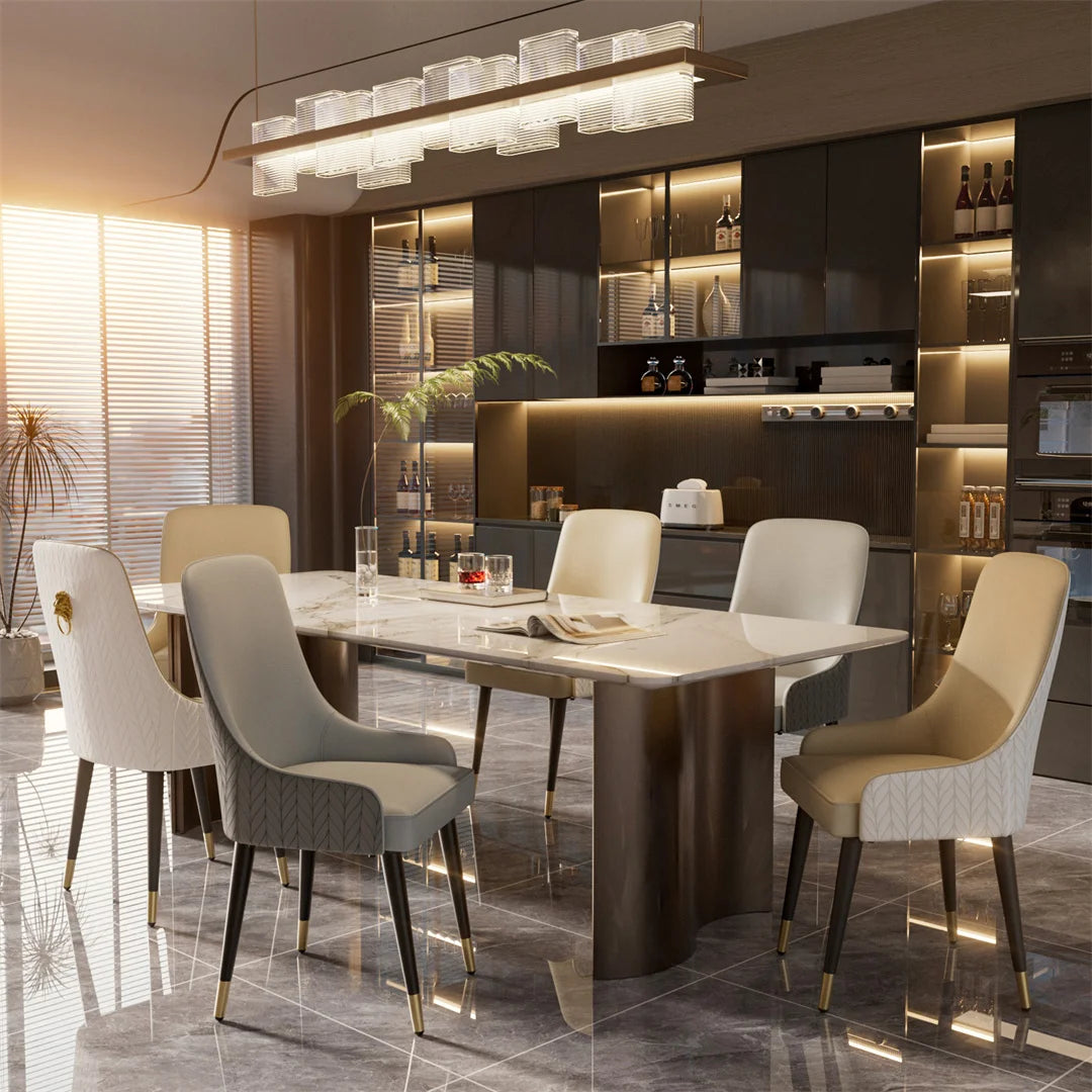Modern Dining Chair Set of 2 Microfiber Leather