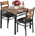3pcs /set Dining Table Room with Corner Protector, Wood Kitchen Table and Chairs Set of 3 with Upholstered Chairs for Kitchen Room