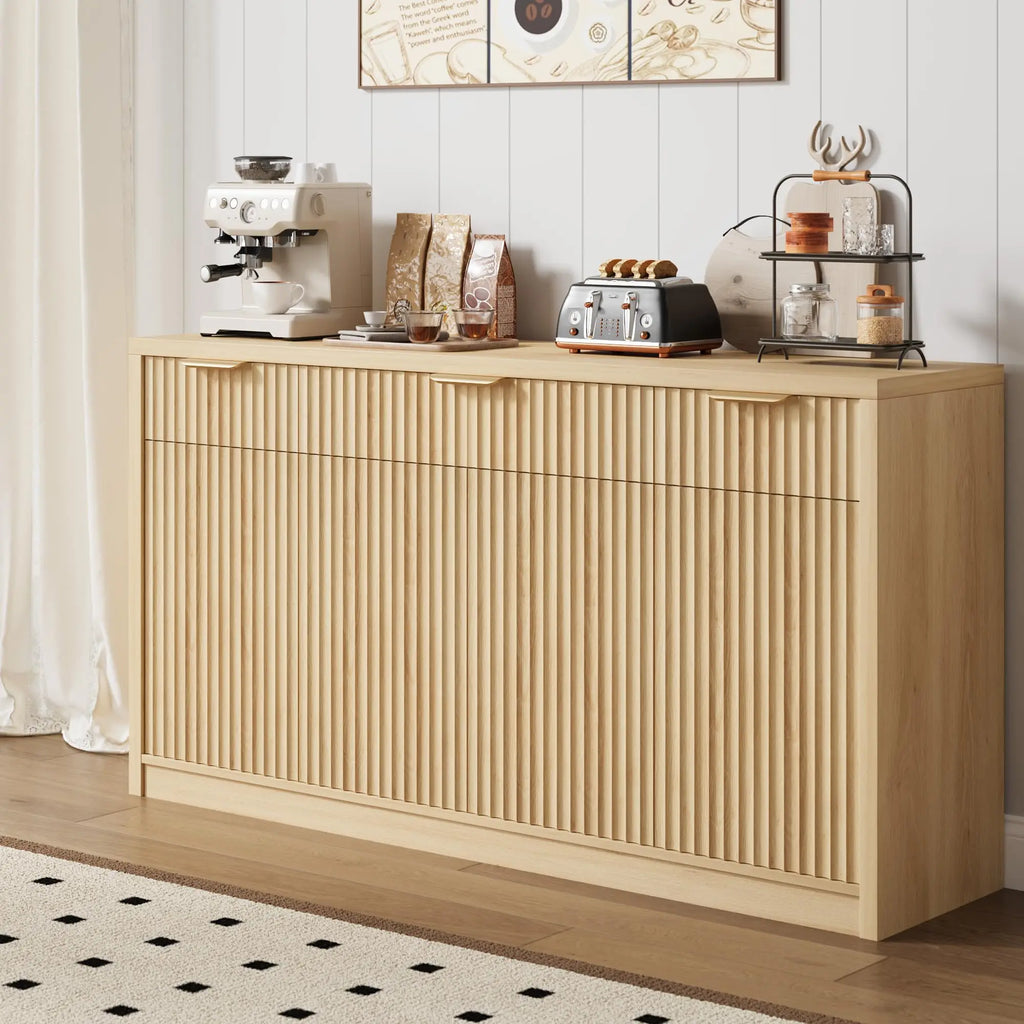 55 Inch Fluted Buffet Sideboard Cabinet