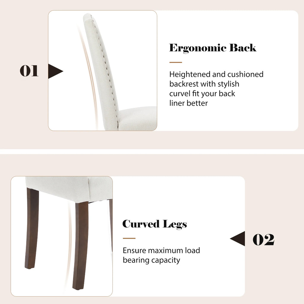 MCQ Dining Chairs Set of 2 Farmhouse Fabric