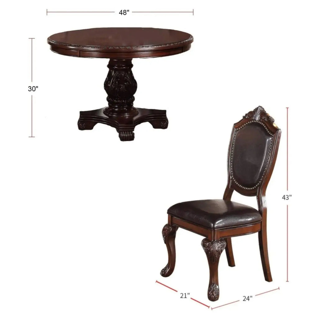 5pc Dining Set with 1 Classic Dining Table & 4x Side Chair