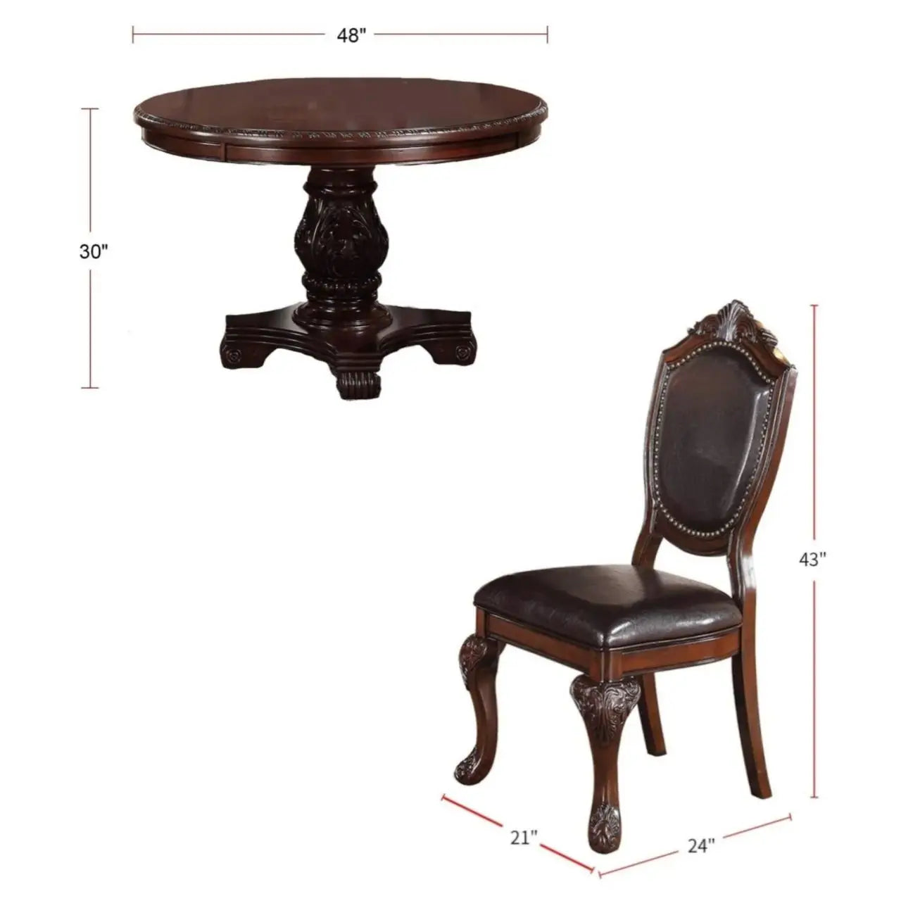 5pc Dining Set with 1 Classic Dining Table & 4x Side Chair