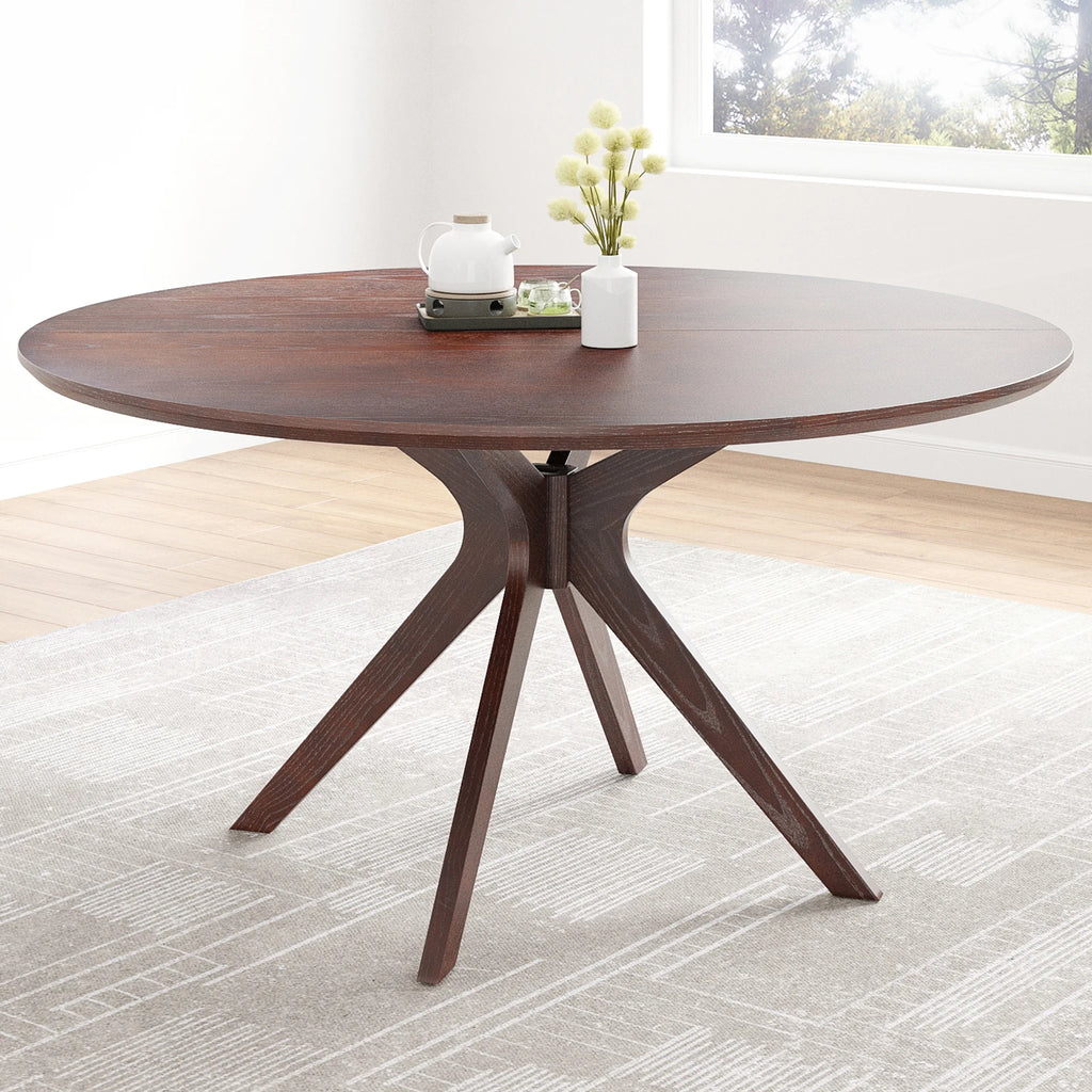 Round Natural Wood Dining Table for Living Room