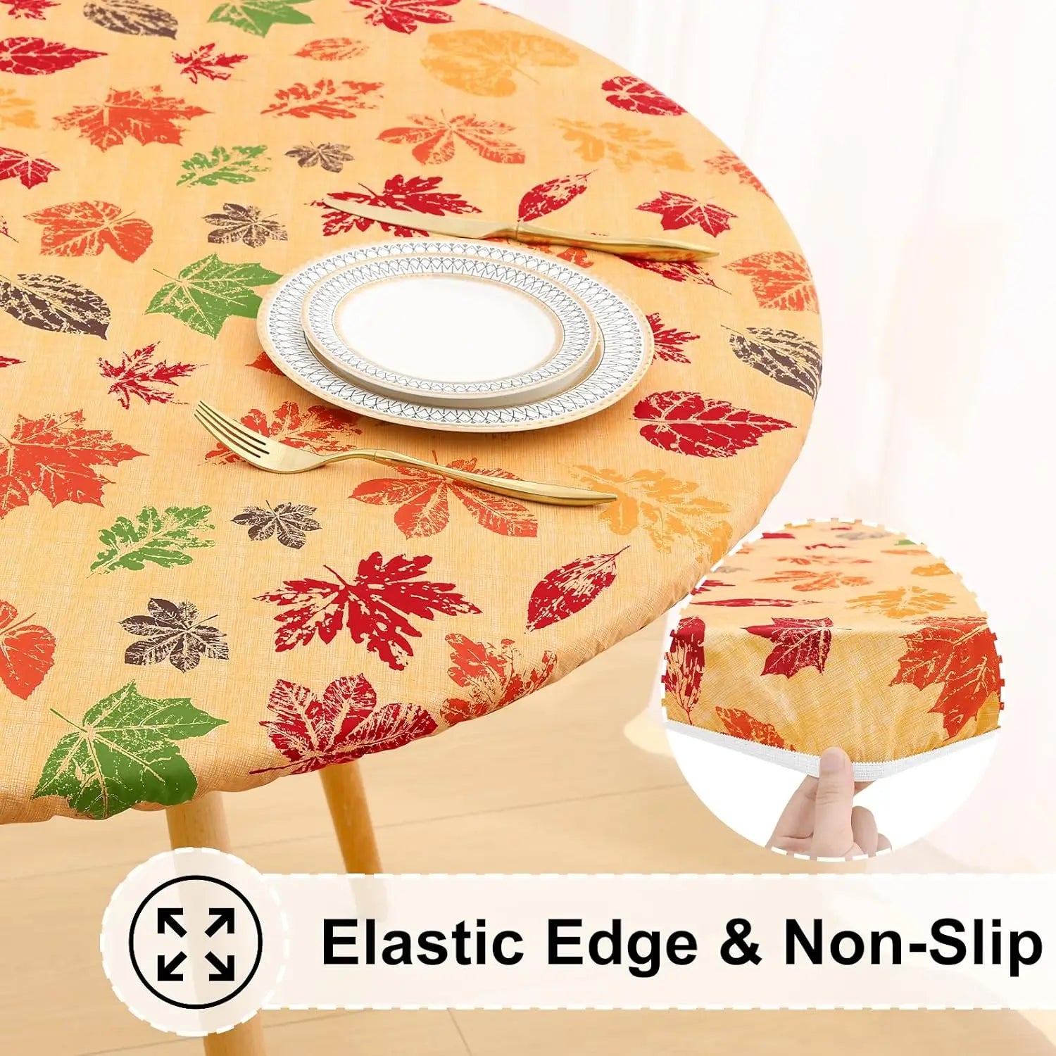 Waterproof PVC Flannel Table Cover Elastic Fitted Tablecloth