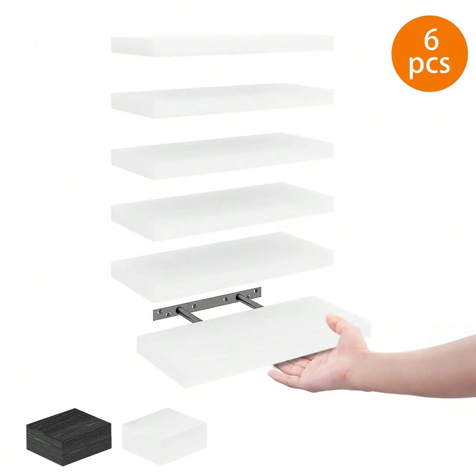 4 Pack Floating Shelves Modern Black Wood Wall Shelves