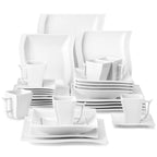 30/60 Piece White Porcelain Dinner Set with 12