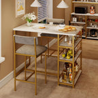3 Piece Modern Bar Table Set for 2, Space Saving Counter Height Dining Table