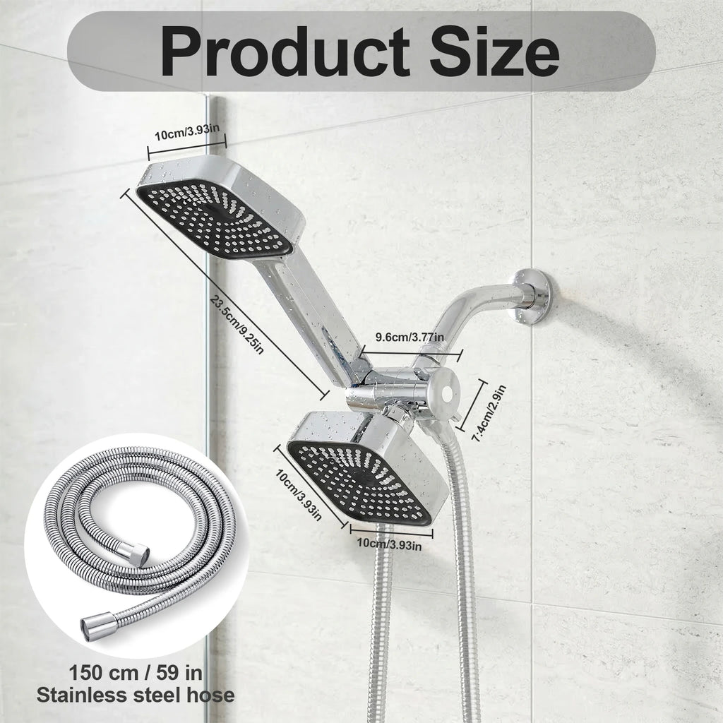 High-Flow 2-in-1 Wall-Mounted Handheld Shower Head