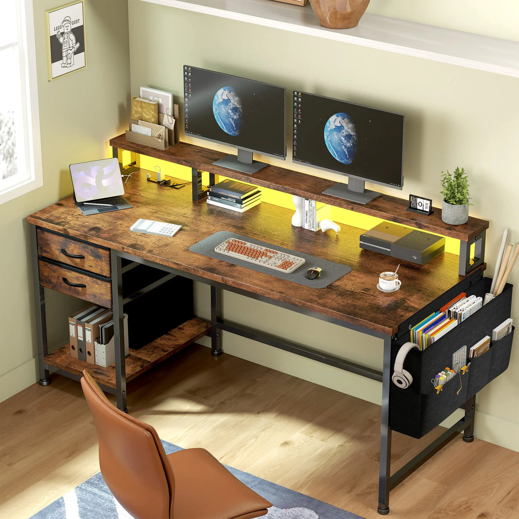48"&55“ Small Gaming Desk with Remote Control RGB Light