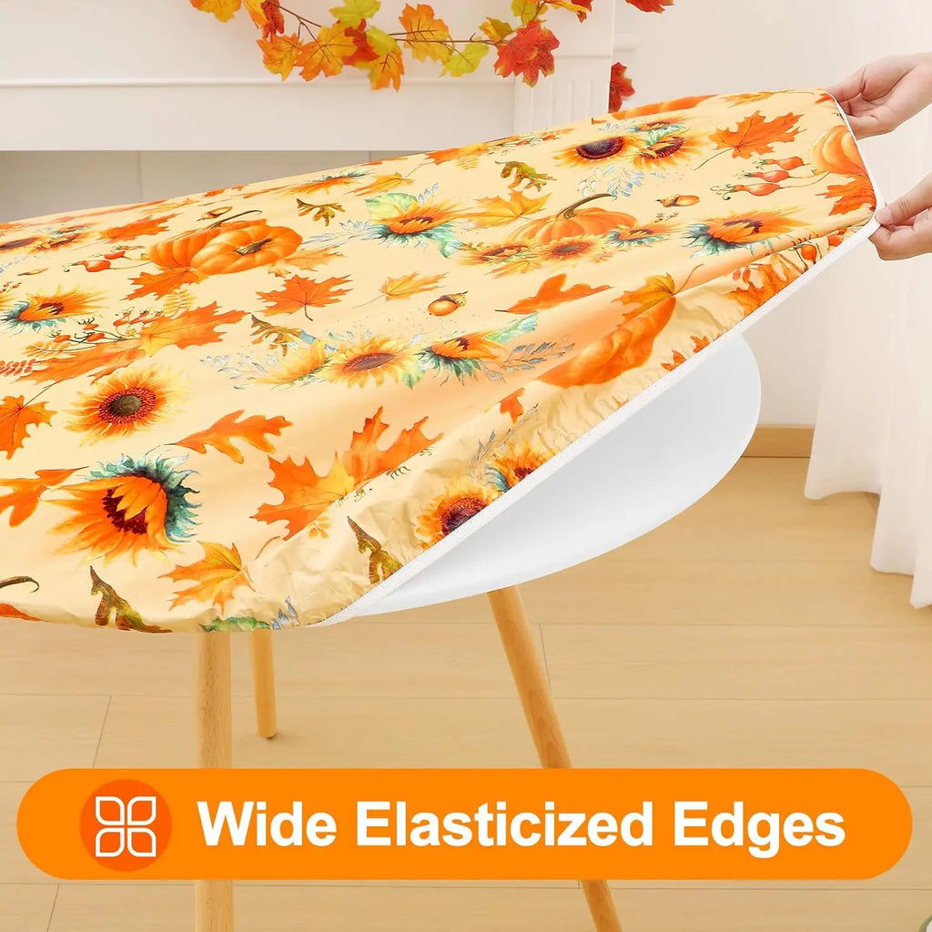 Waterproof PVC Flannel Table Cover Elastic Fitted Tablecloth