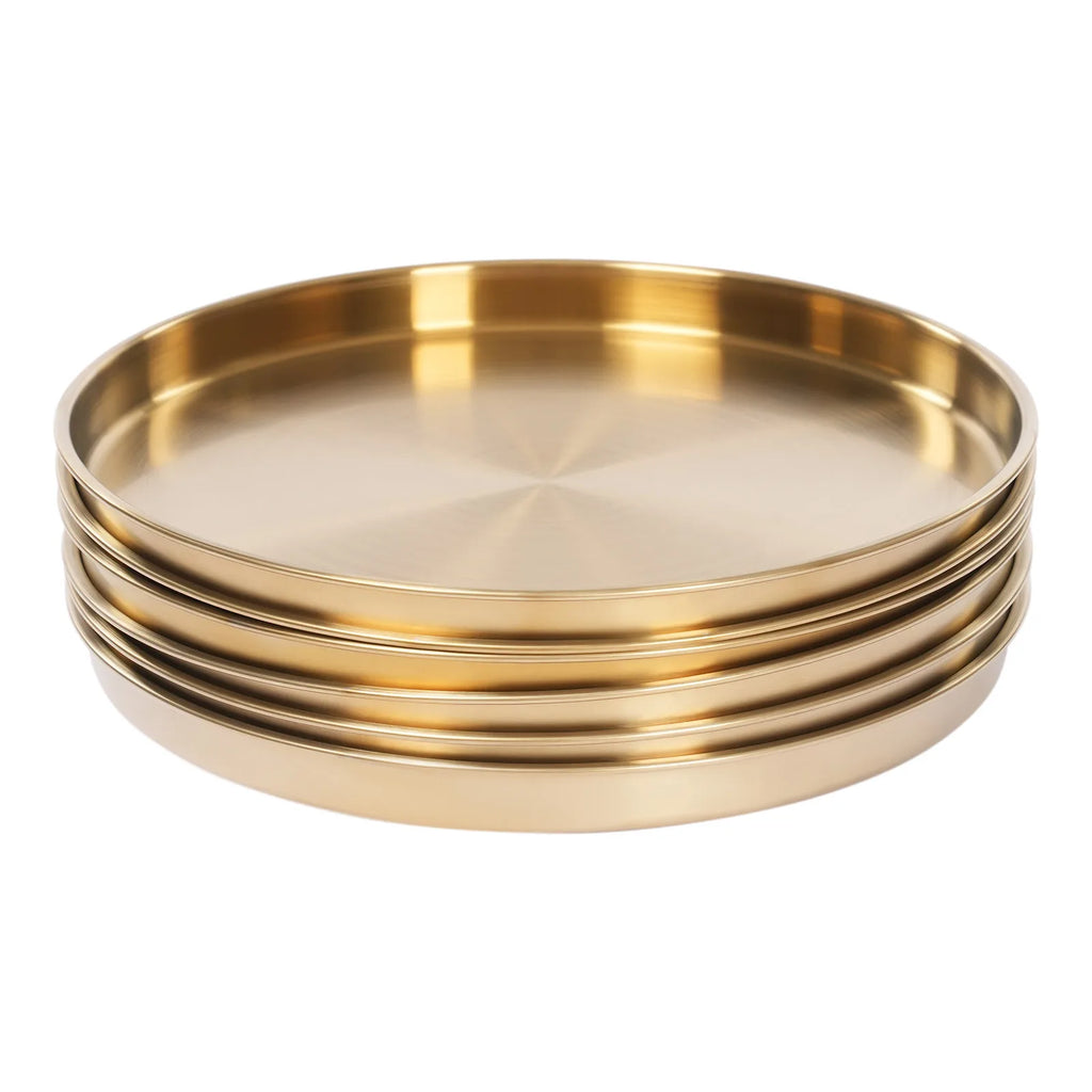 6Pcs Round Serving Trays, Stainless Steel