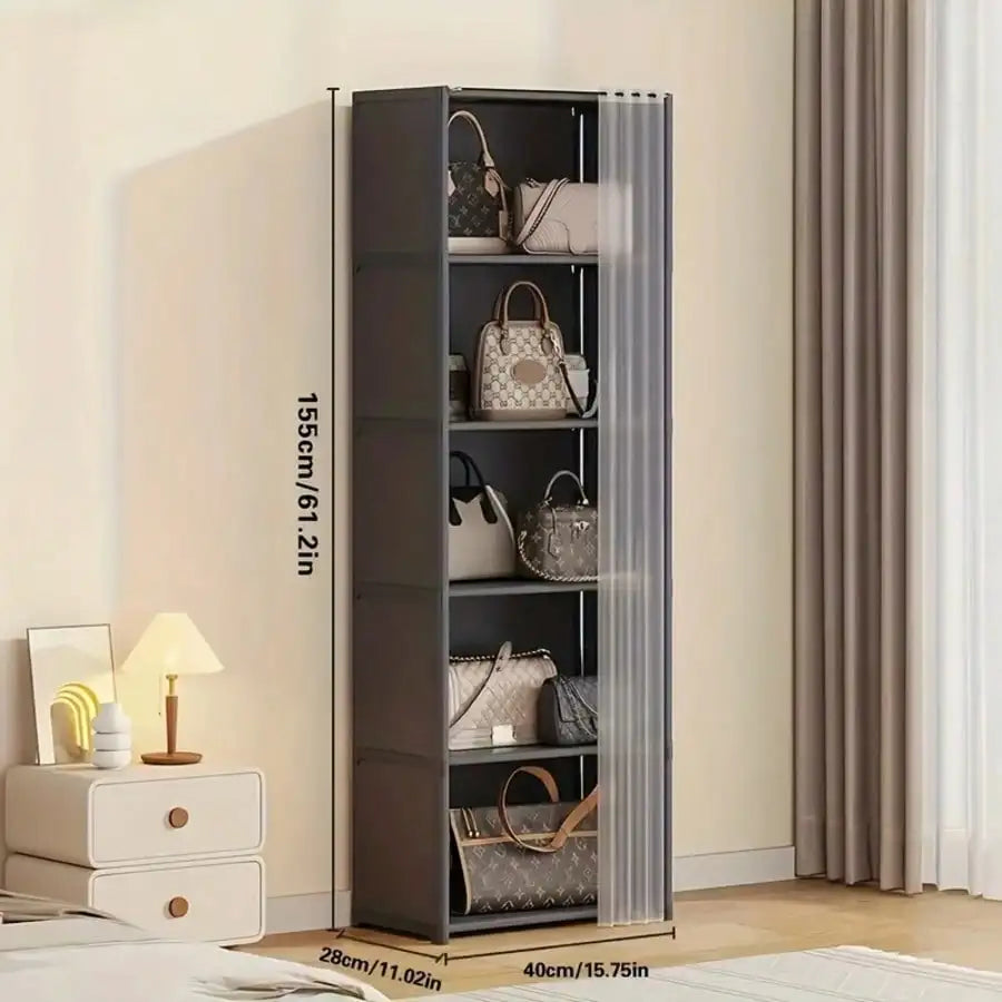 Multi Tier Bookshelf Storage Rack Black Bookcase