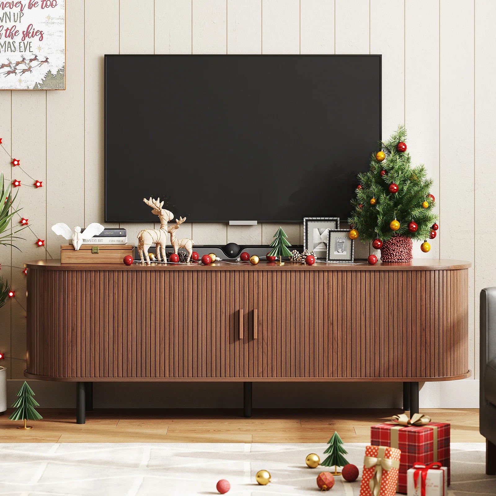 69" TV Stand w/ Power Outlet for TVs up to 80",Entertainment Center