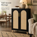 Tall Entryway Storage Cabinet with Adjustable Shelves, Black