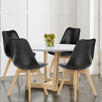 Leather Dining Chairs Set of 4 Wooden Legs Lounge Chair for Home Kitchen