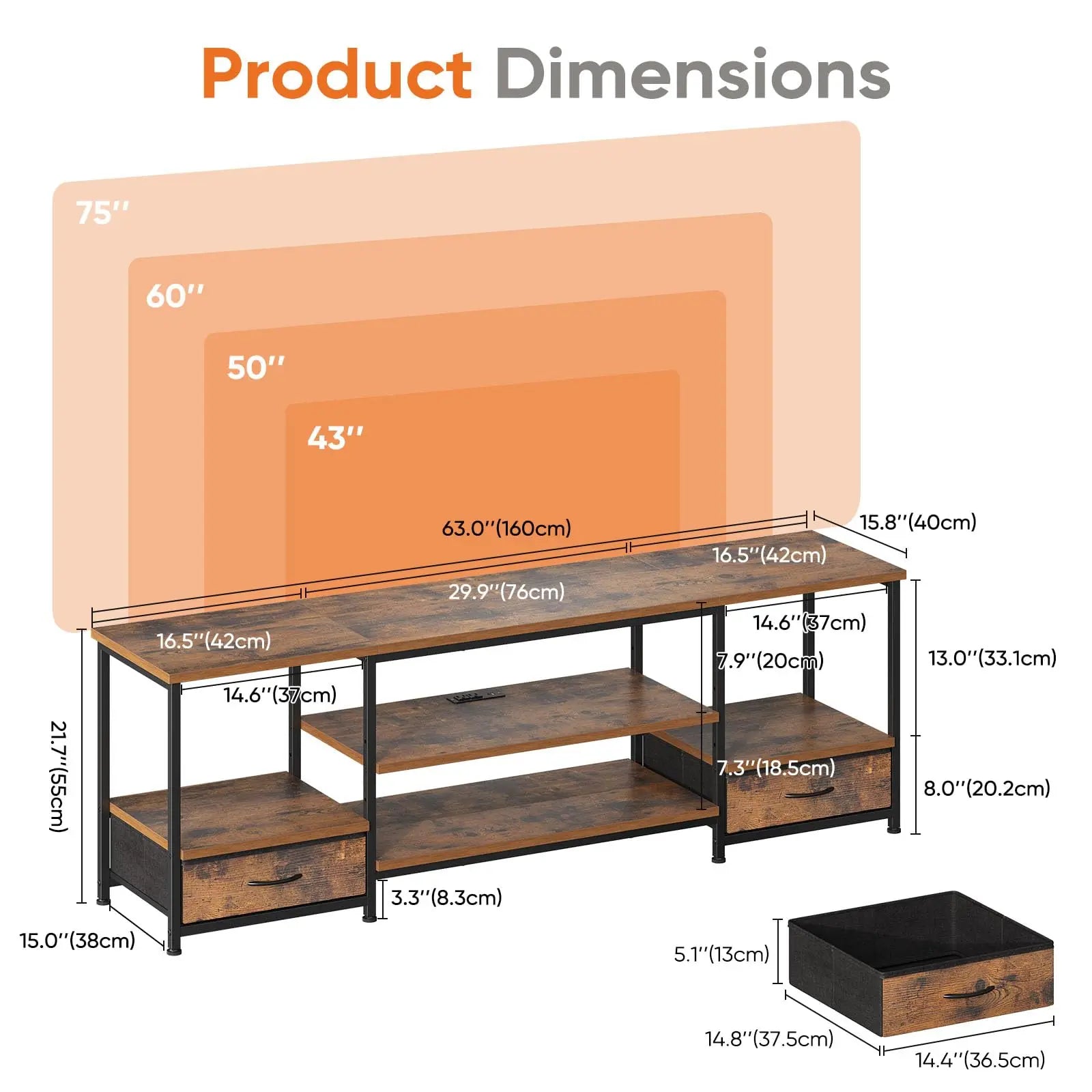Wooden Tv Stand For Up To 75 Inch TV Entertainment Center For Living Room