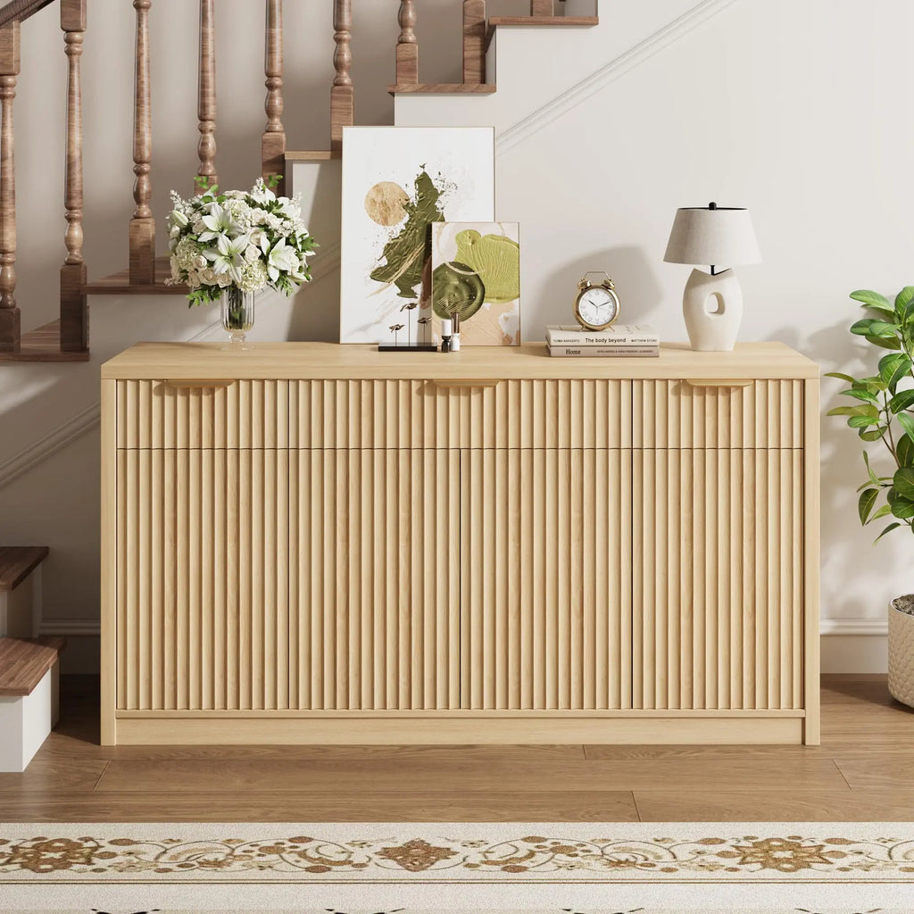 55 Inch Fluted Buffet Sideboard Cabinet