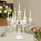 7-Arm Candlestick Holder，Glass Candelabra，Elegant Centerpiece