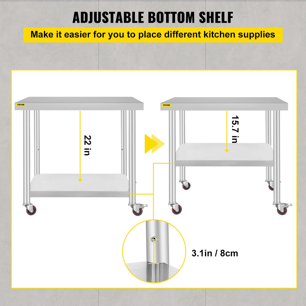 SucceBuy Stainless Steel Kitchen Prep Table